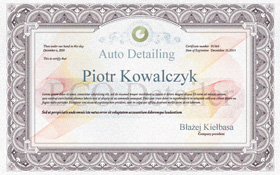 Certyfikat Szkolenia z Auto Detailingu